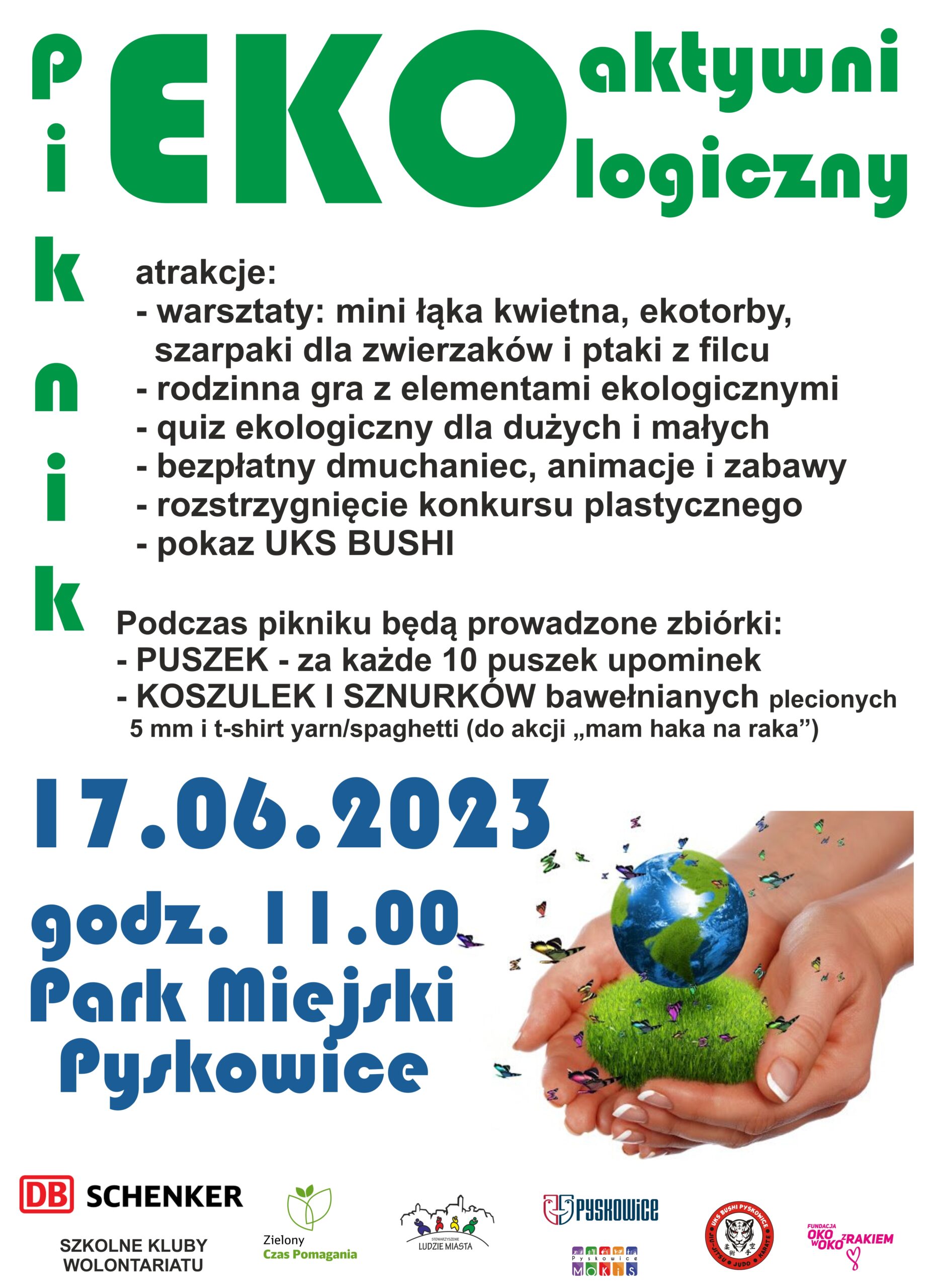 Plakat promujący piknik ekologiczny w Parku Miejskim w Pyskowicach