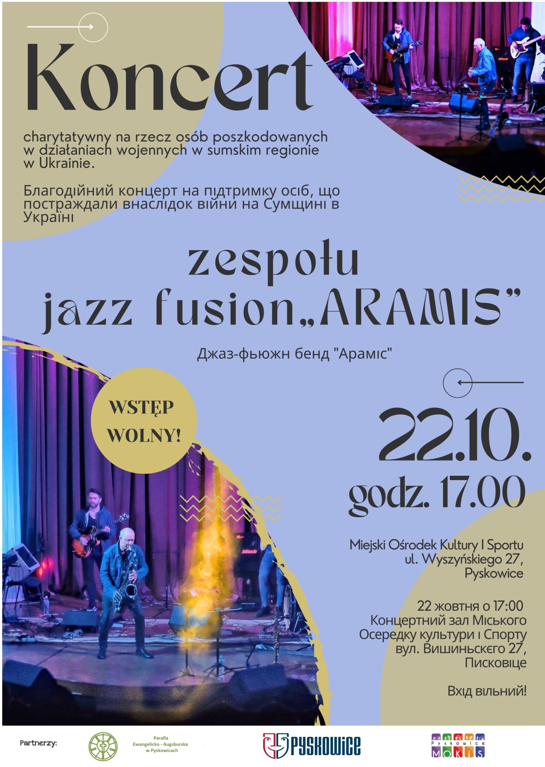 Plakat promujący koncert zespołu jazz fusion ARAMIS