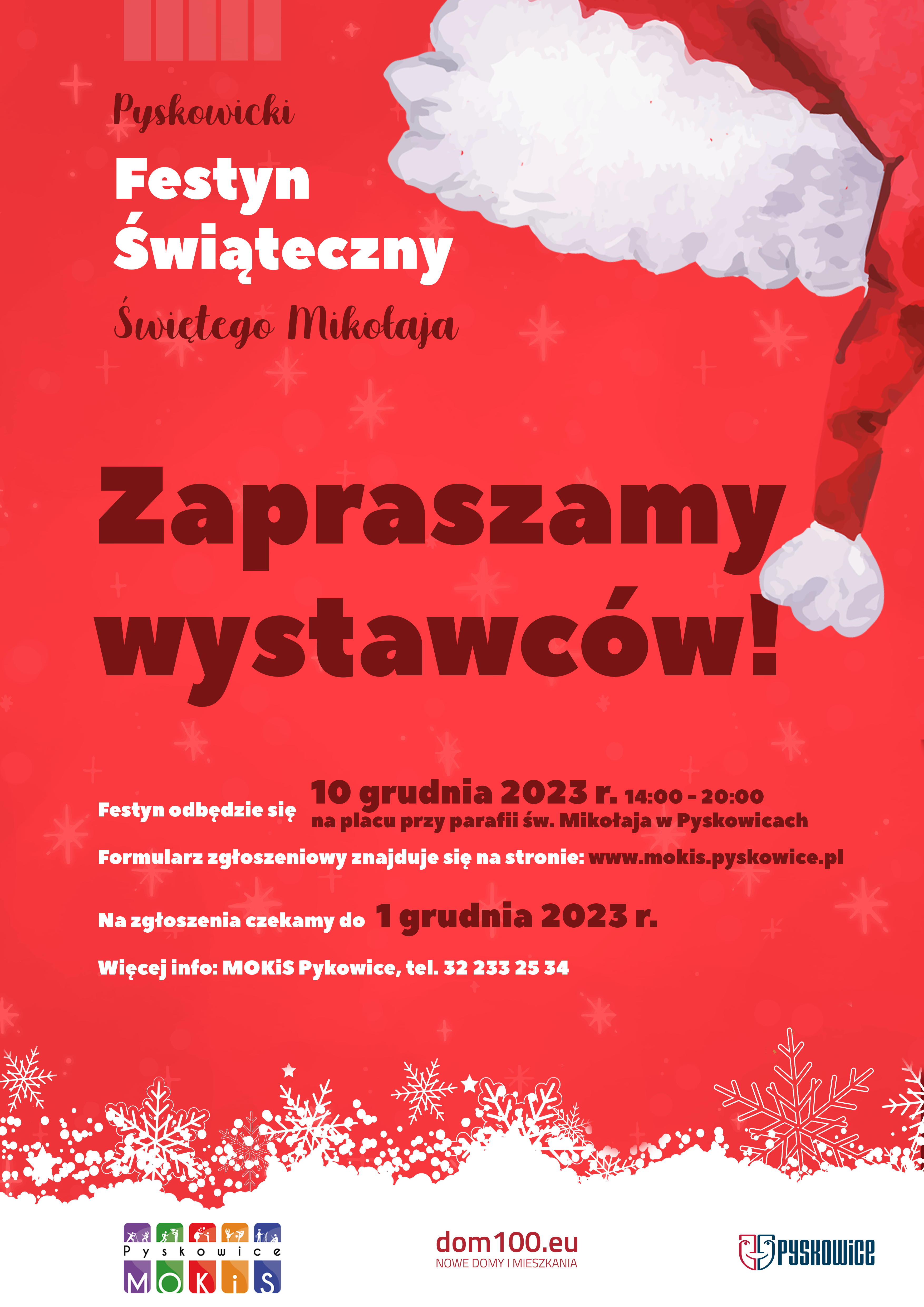 Plakat z zaproszeniem dla wystawców w czasie festynu Świętego Mikołaja