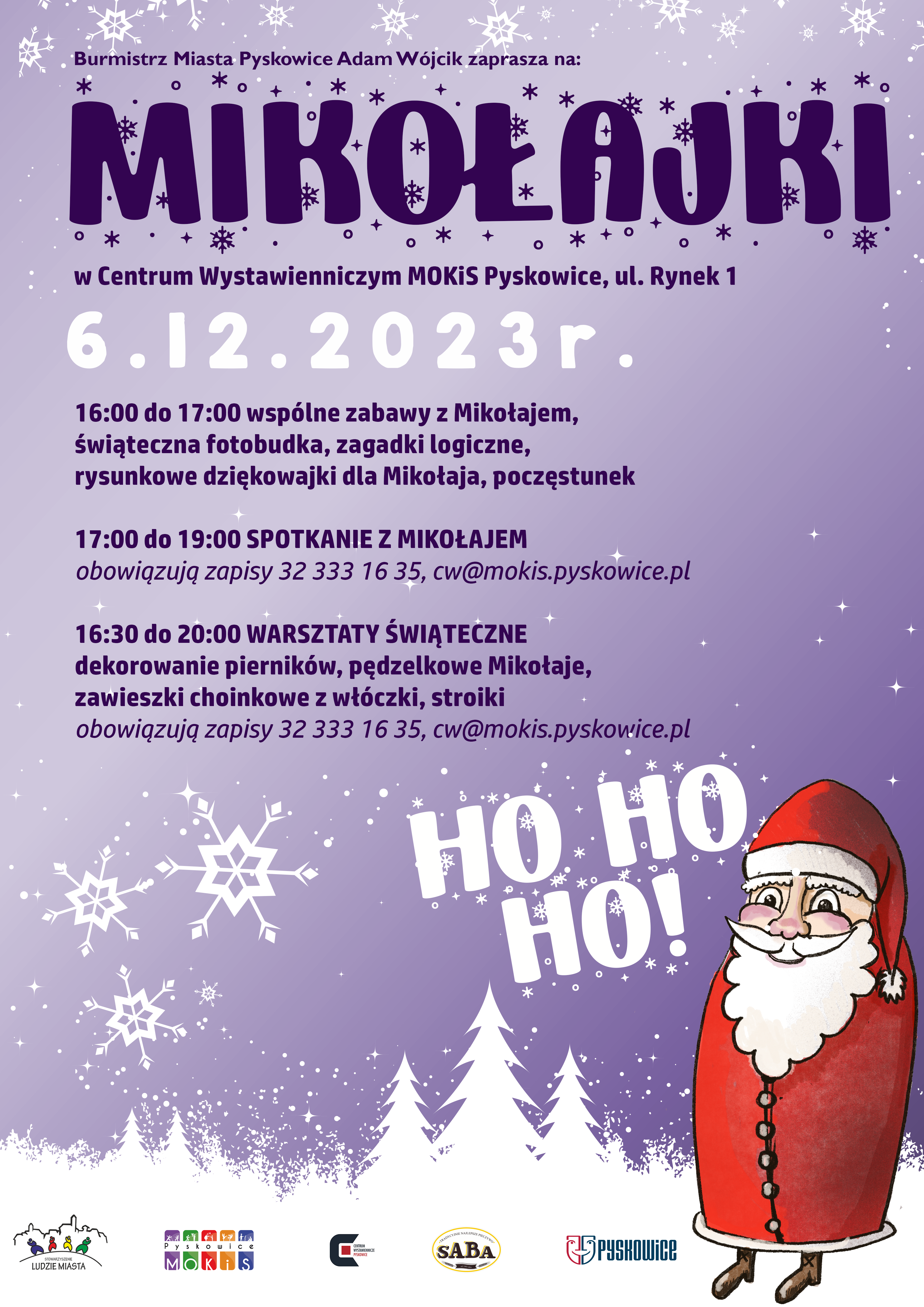 Plakat promujący Mikołajki w Centrum Wystawienniczym w Pyskowicach