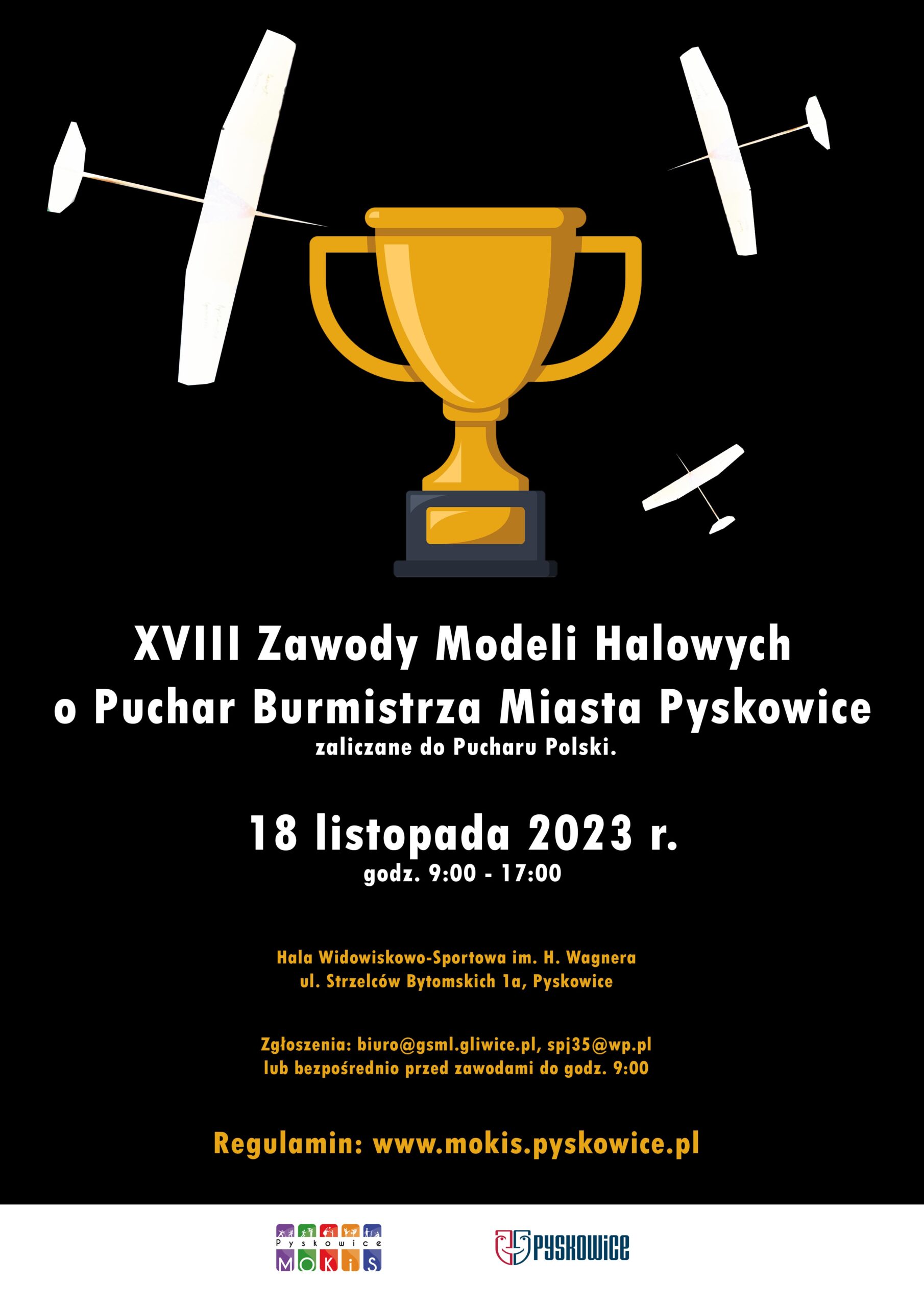 Plakat promujący XVIII Zawody Modeli Halowych o Puchar Burmistrza Miasta Pyskowice