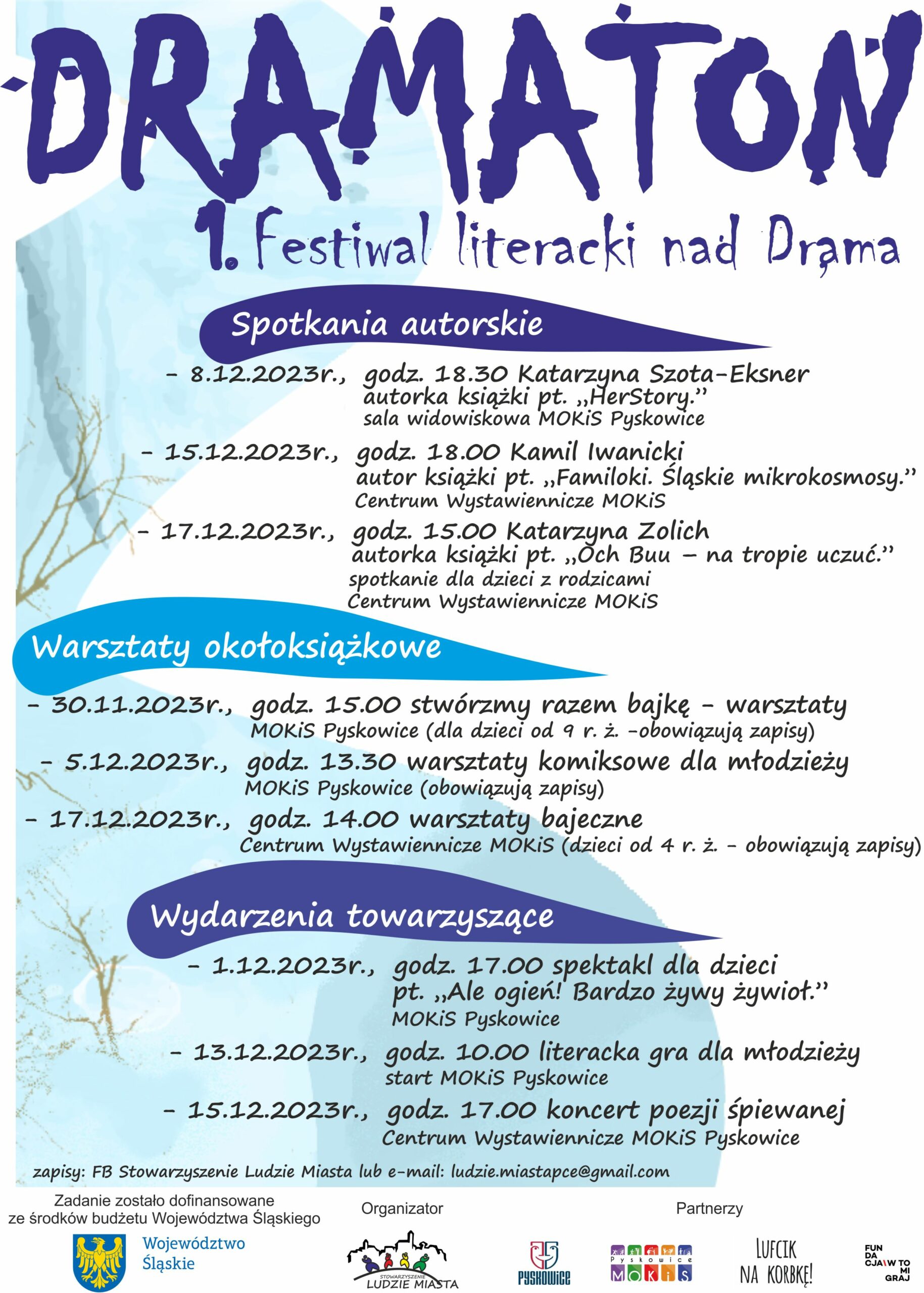 Plakat promujący DRAMATON czyli 1 Festiwal literacki nad Dramą