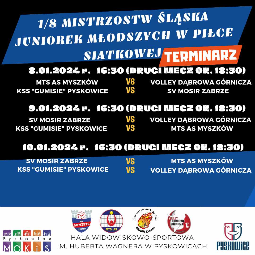 Plakat promujący 1/8 Mistrzostw Śląska Juniorek Młodszych w Piłce Siatkowej