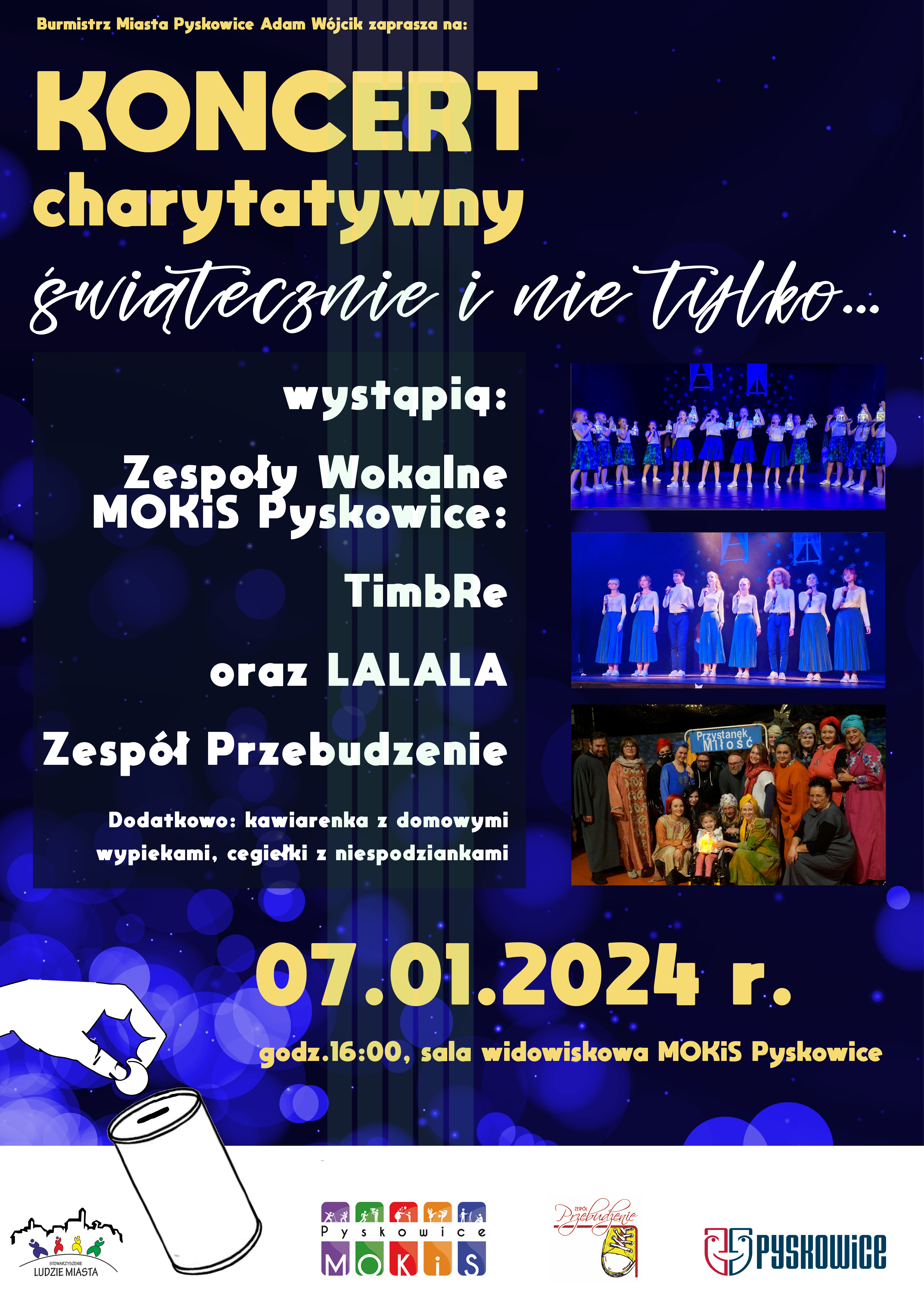 Plakat promujący koncert charytatywny w MOKiS Pyskowice