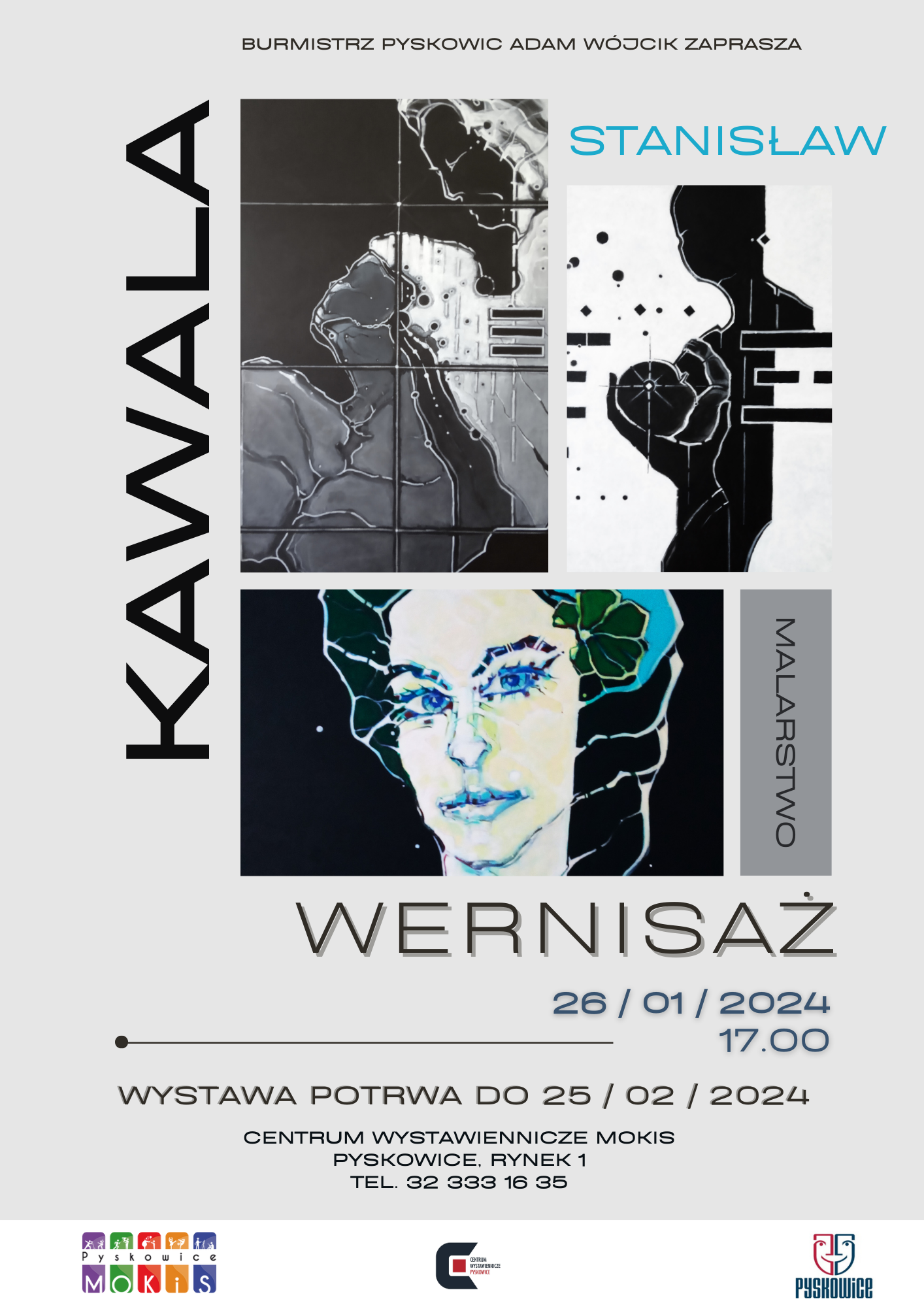 Plakat promujący wernisaż wystawy pt. „Pasja kolorów" Stanisława Kawali
