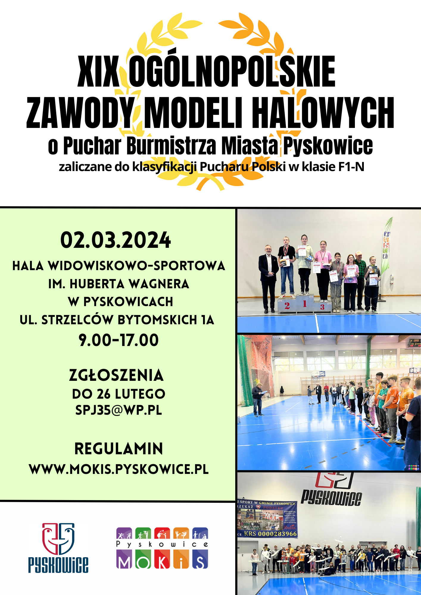 Plakat promujący XIX Ogólnopolskie Zawody Modeli Halowych o Puchar Burmistrza Miasta Pyskowice