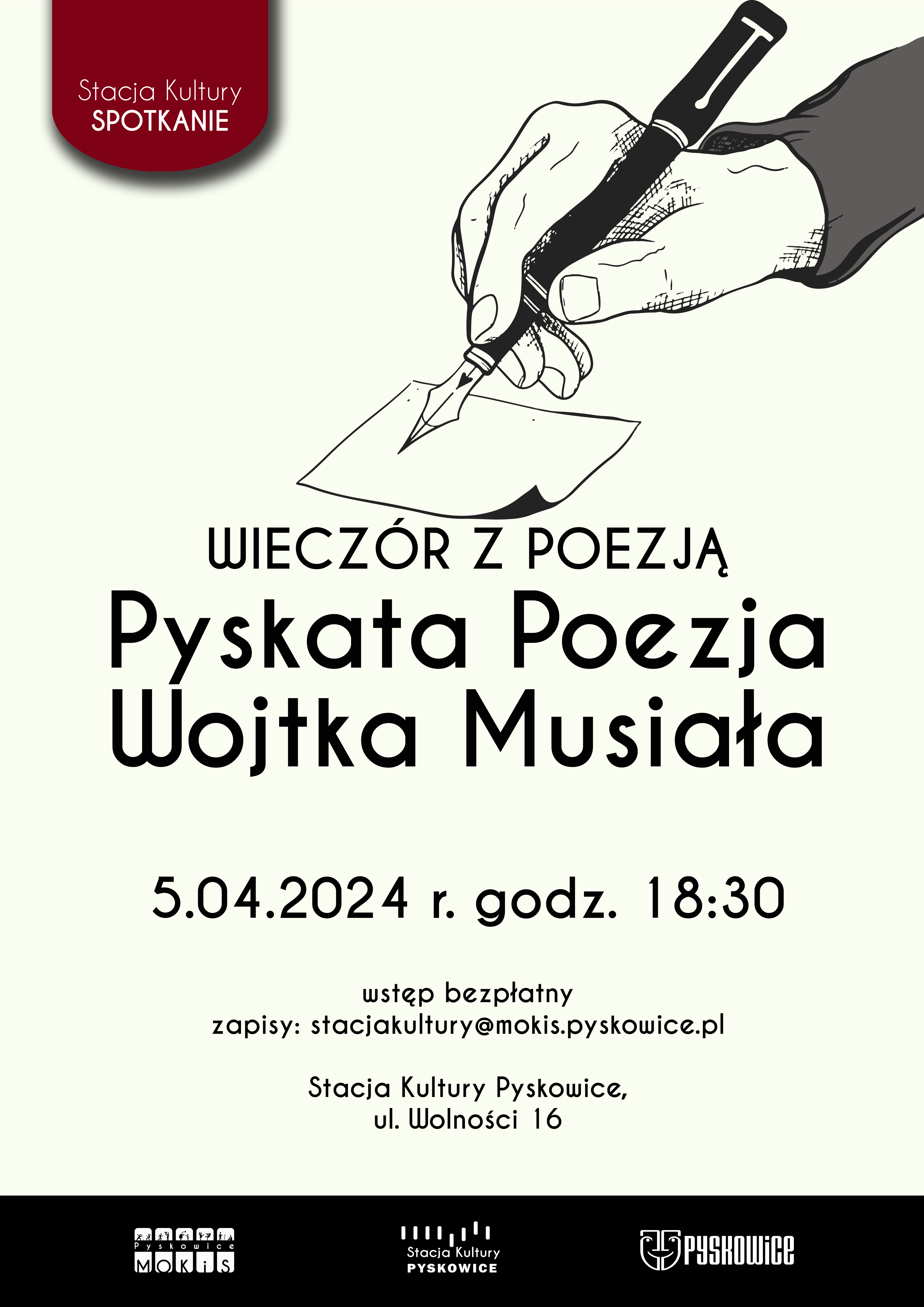 Plakat promujący wieczór z poezją