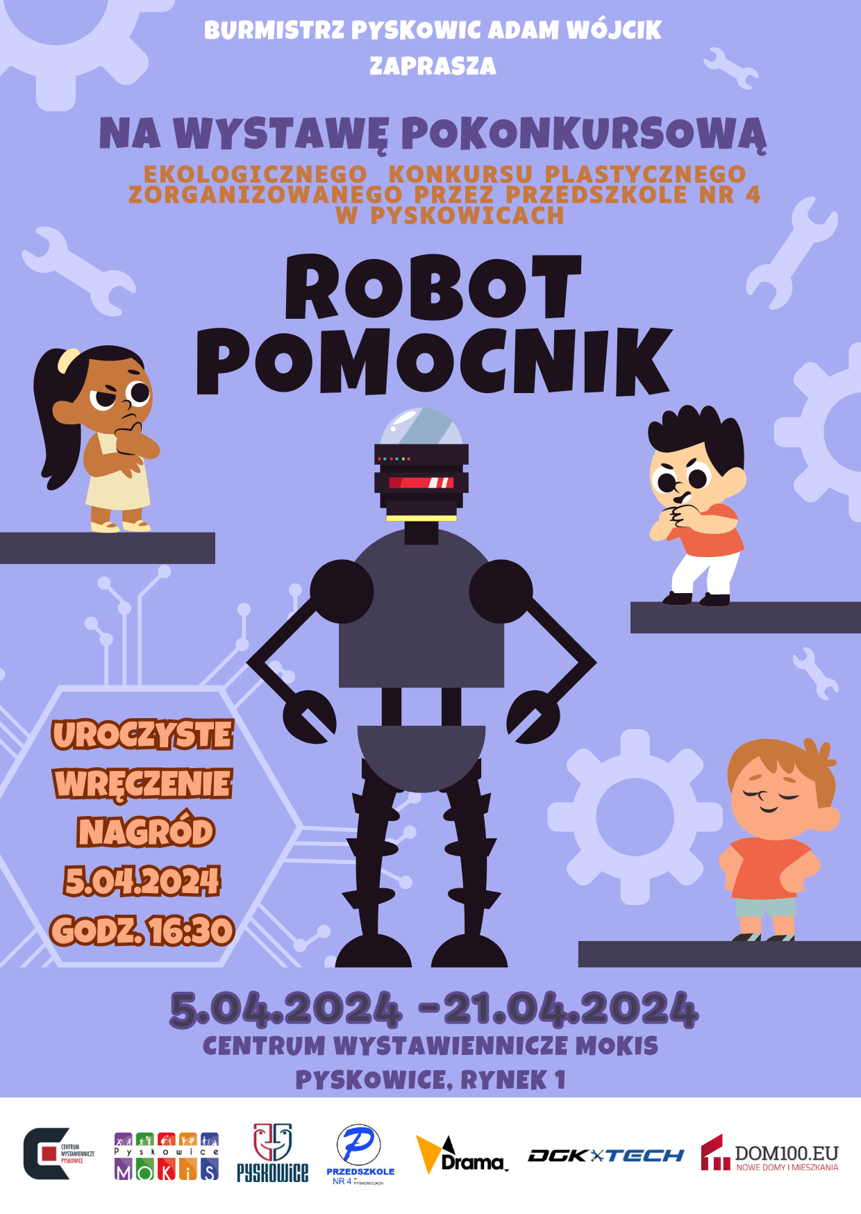Plakat promujący Inwazję robotów w Ratuszu w Pyskowicach