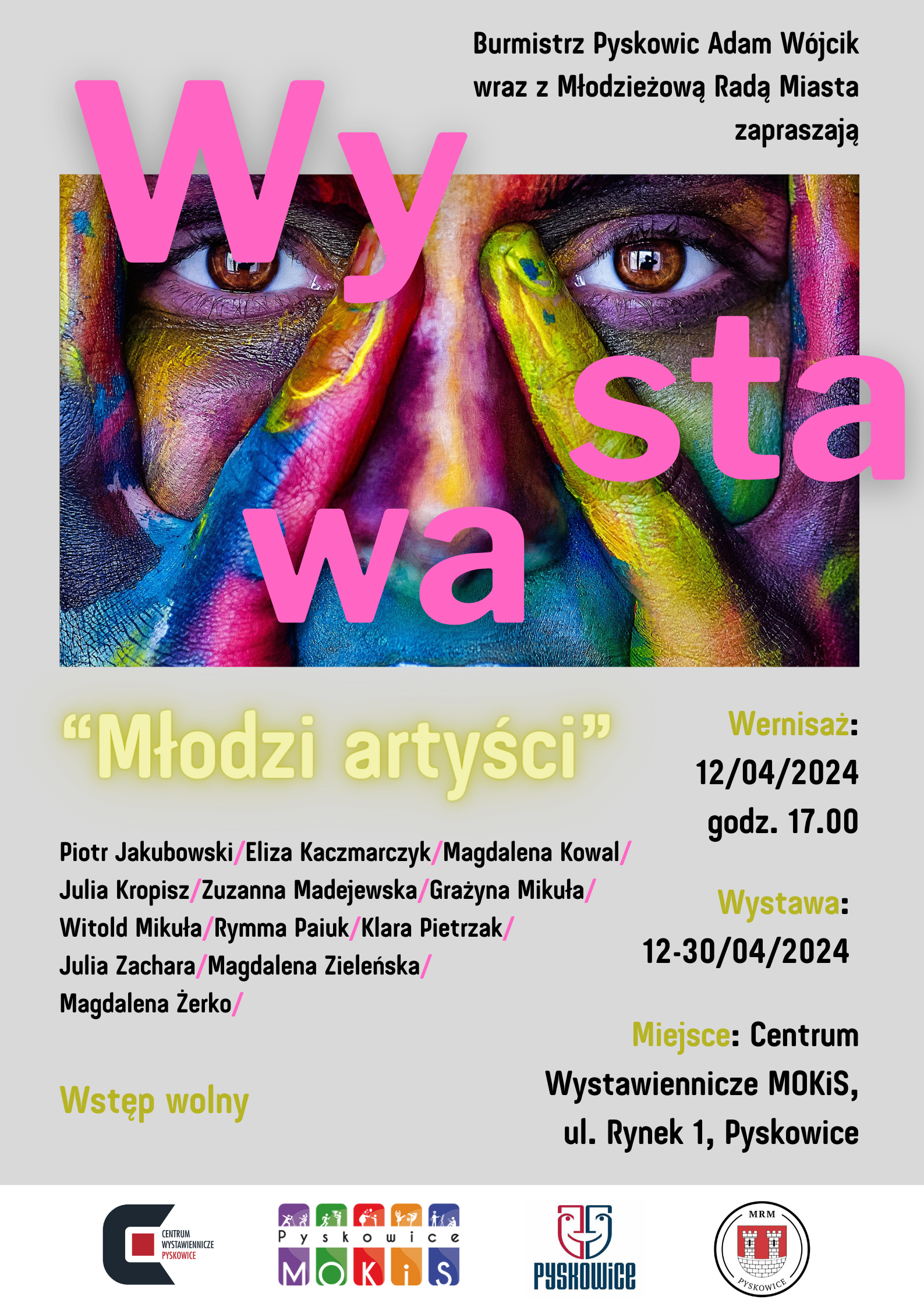 Plakat promujący wystawę "Młodzi artyści"