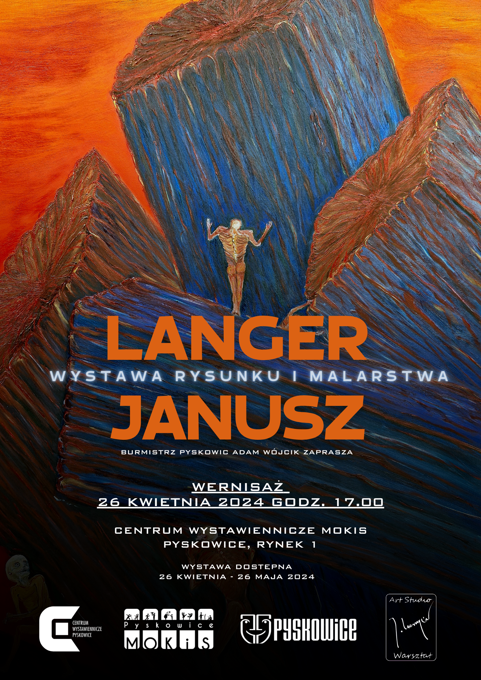 Plakat promujący wystawę rysunku i malarstwa Langer Janusz